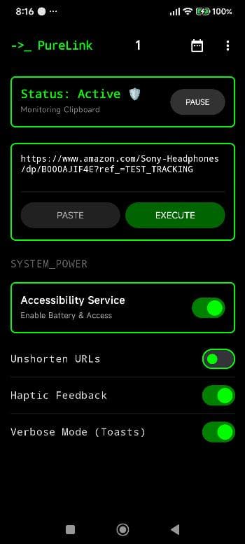 Скриншот 2 — Pure Link: URL Sanitizer