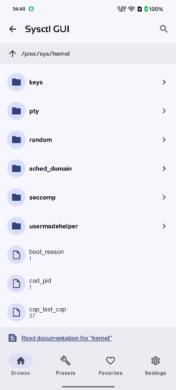 Скриншот 1 — Sysctl GUI
