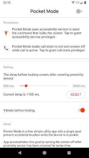 Скриншот 1 — Pocket Mode: Prevent accidental clicks