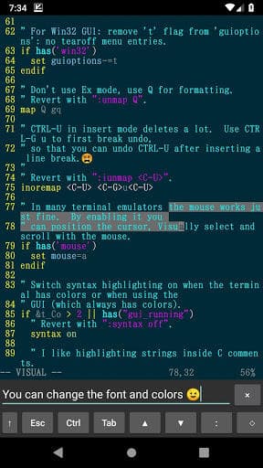 Скриншот 2 — DroidVim