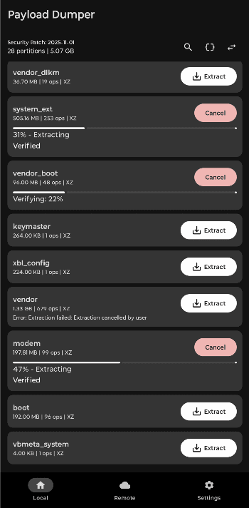 Скриншот 1 — Payload Dumper GUI