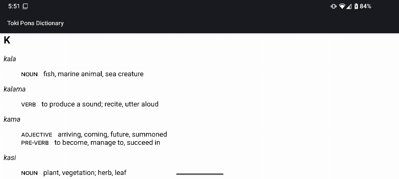 Скриншот 1 — Toki Pona Dictionary