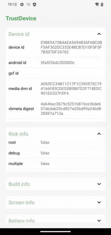 Скриншот 1 — TrustDevice Fingerprint
