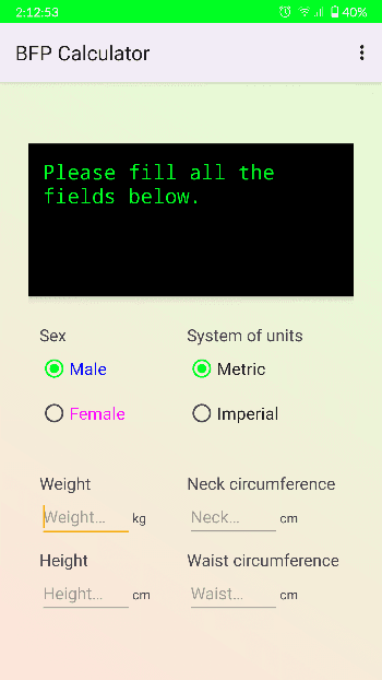 Скриншот 1 — BFP Calculator