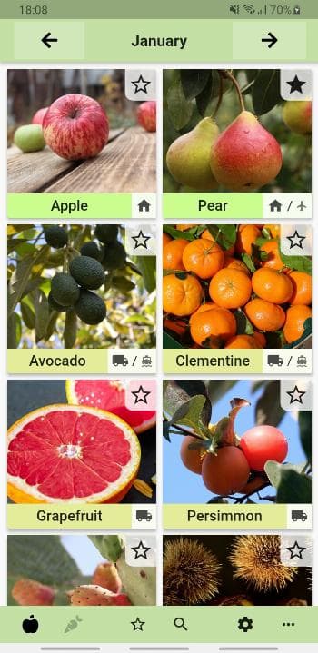 Скриншот 1 — Seasonal Foods Calendar