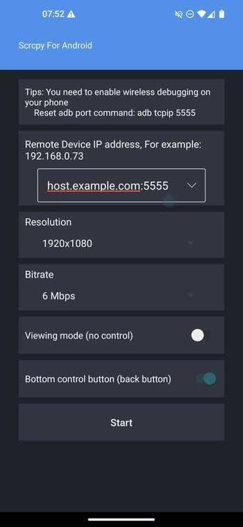 Скриншот 1 — ScrcpyForAndroid