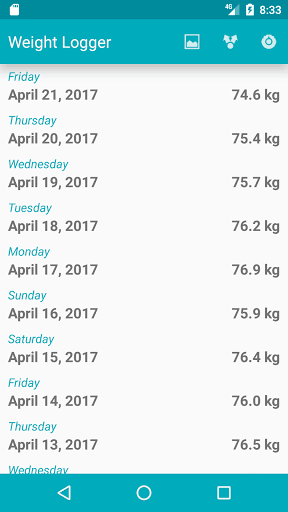 Скриншот 1 — Weight Logger