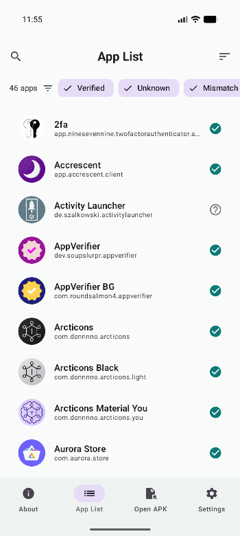 Скриншот 2 — Privacy Guides Verified Apps