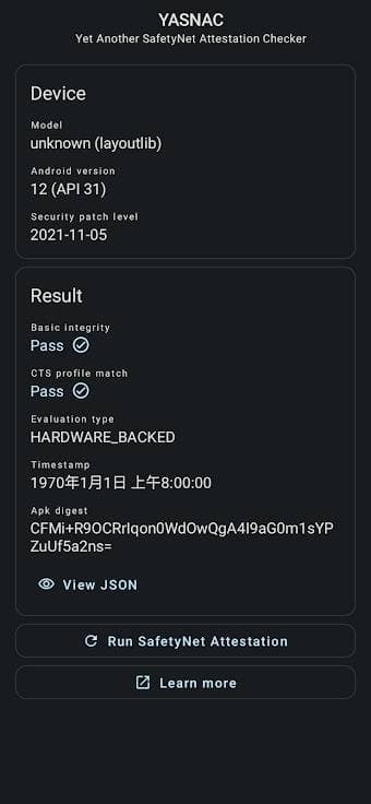 Скриншот 1 — Yet Another SafetyNet Attestation Checker