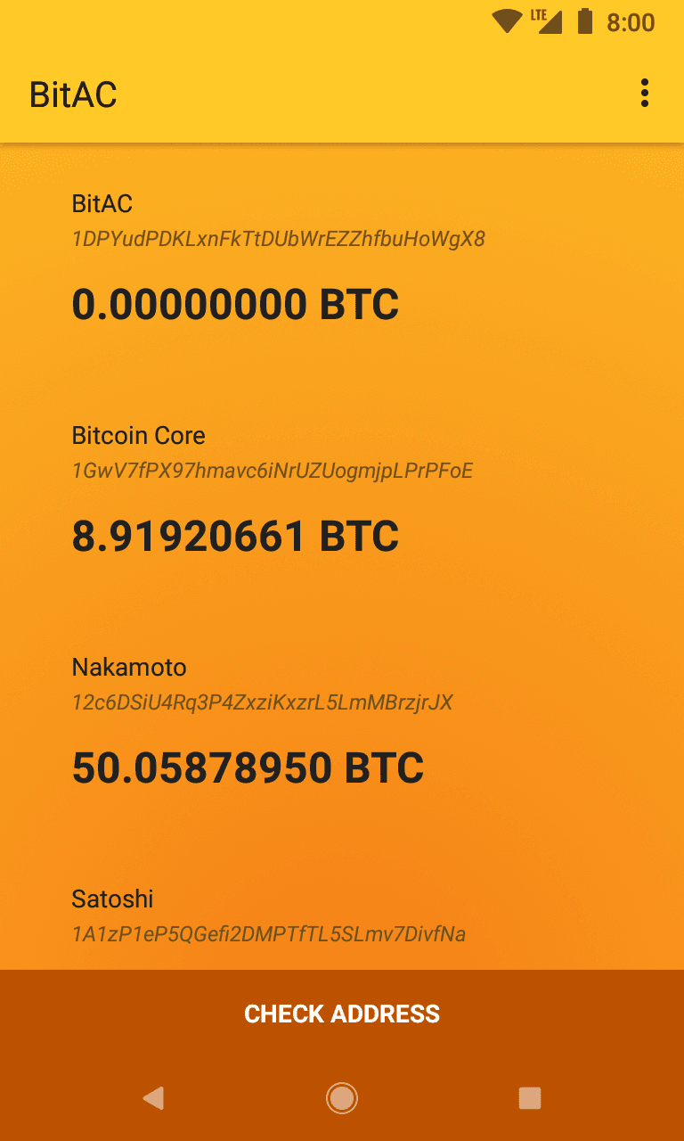 Скриншот 1 — BitAC - Bitcoin Address Checker