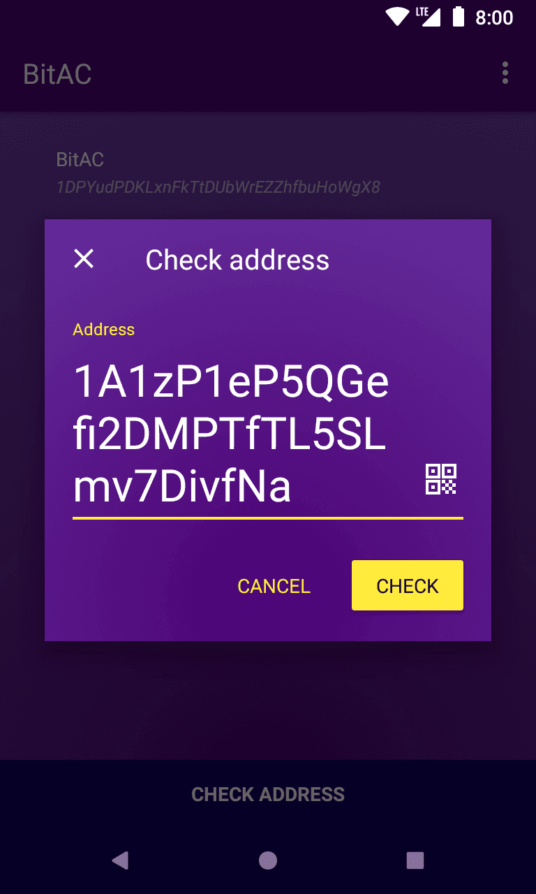 Скриншот 2 — BitAC - Bitcoin Address Checker