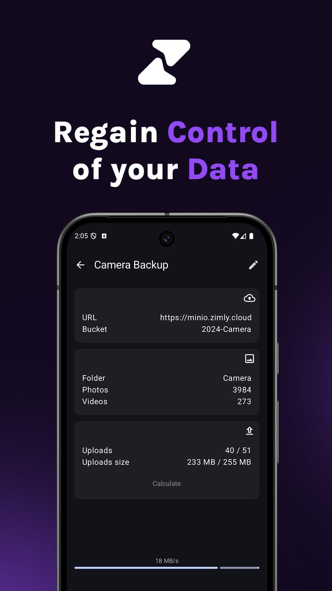 Скриншот 1 — Zimly S3 Backup