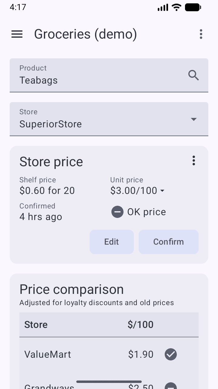 Скриншот 1 — My Price Log