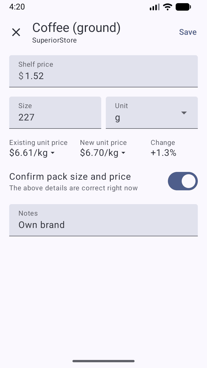 Скриншот 2 — My Price Log