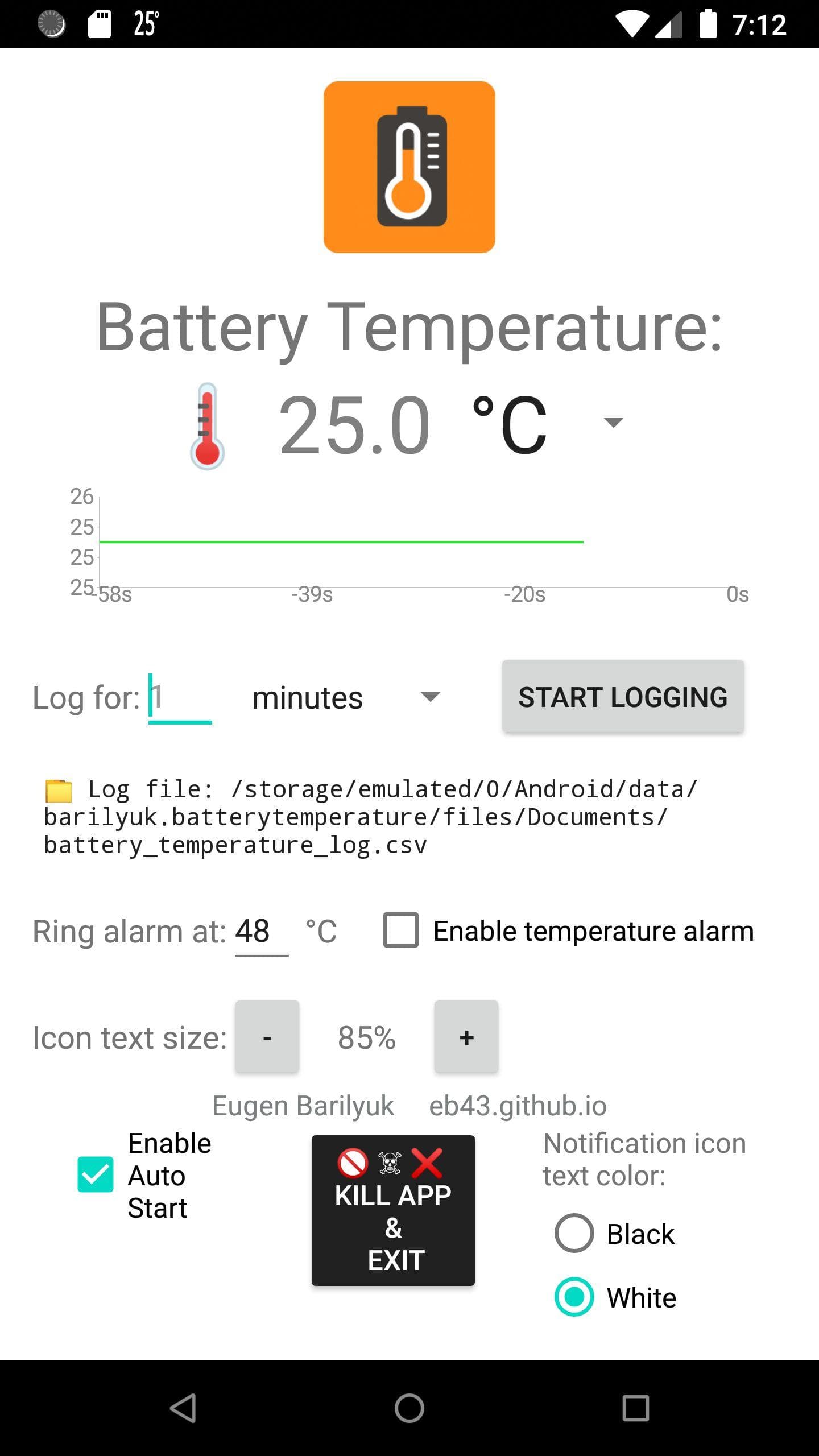 Скриншот 1 — BatteryTemperatureDisplay