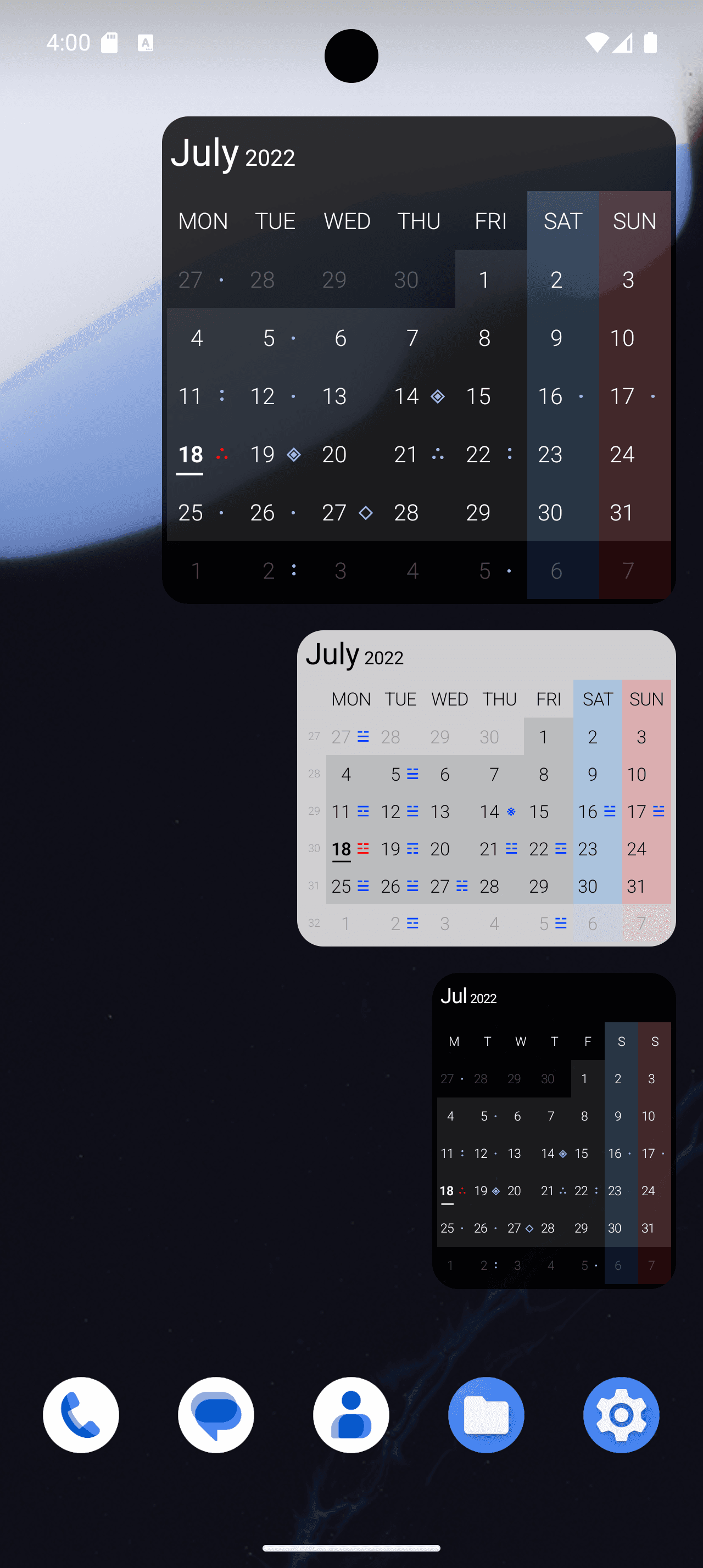 Скриншот 1 — MinCal Widget