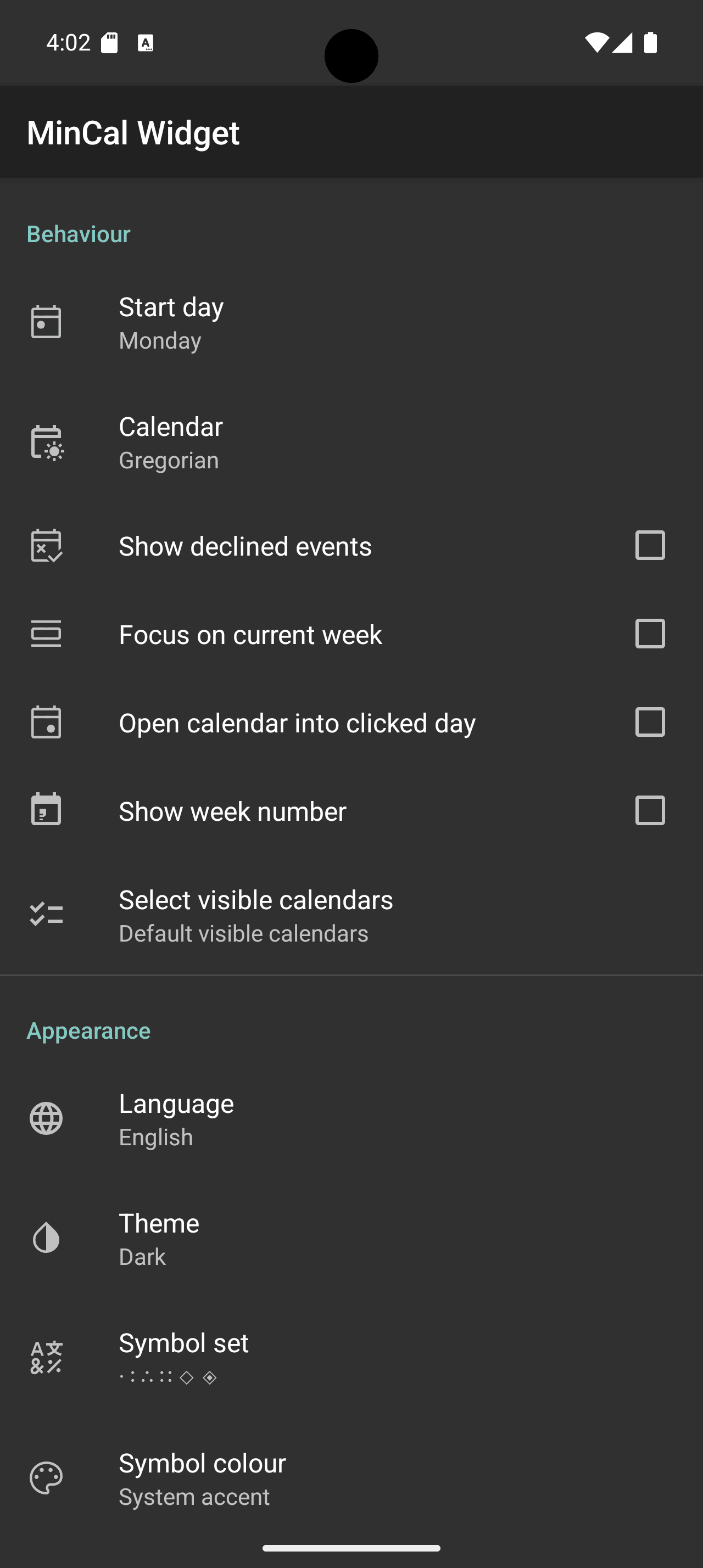 Скриншот 2 — MinCal Widget