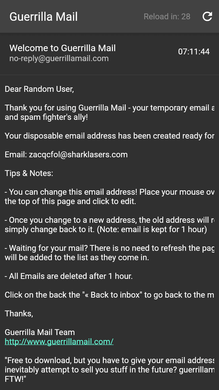 Скриншот 3 — Guerrilla Mail