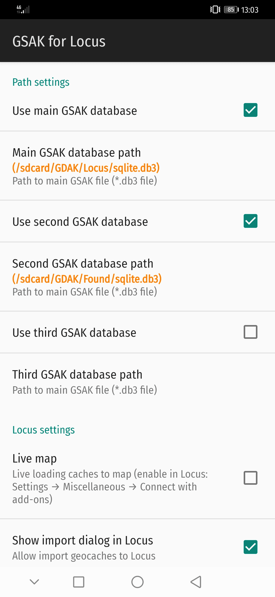 Скриншот 1 — GSAK for Locus