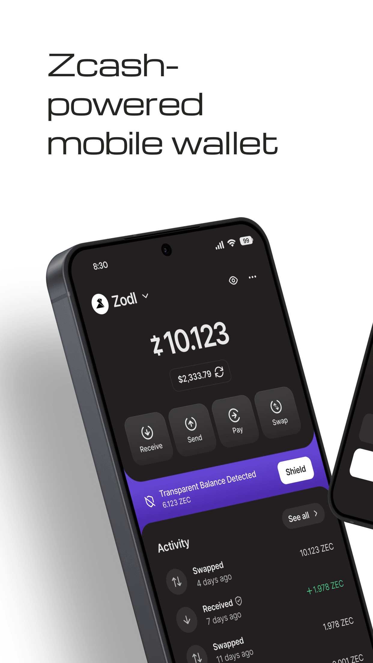 Скриншот 1 — Zodl: Zcash Wallet