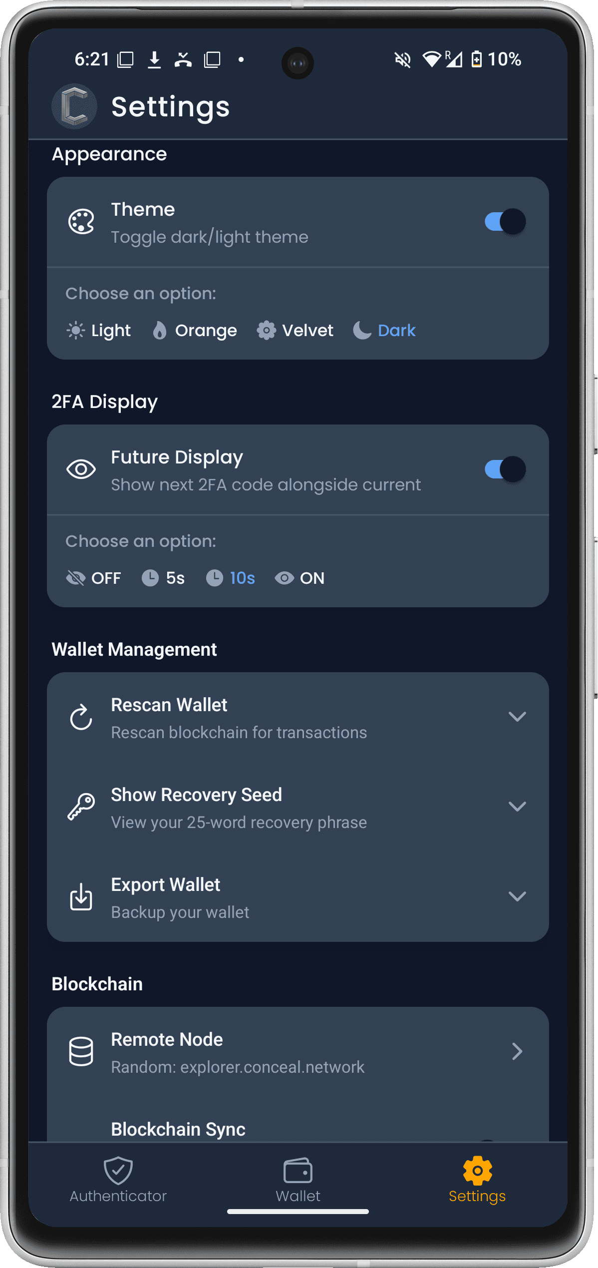 Скриншот 3 — Conceal Authenticator