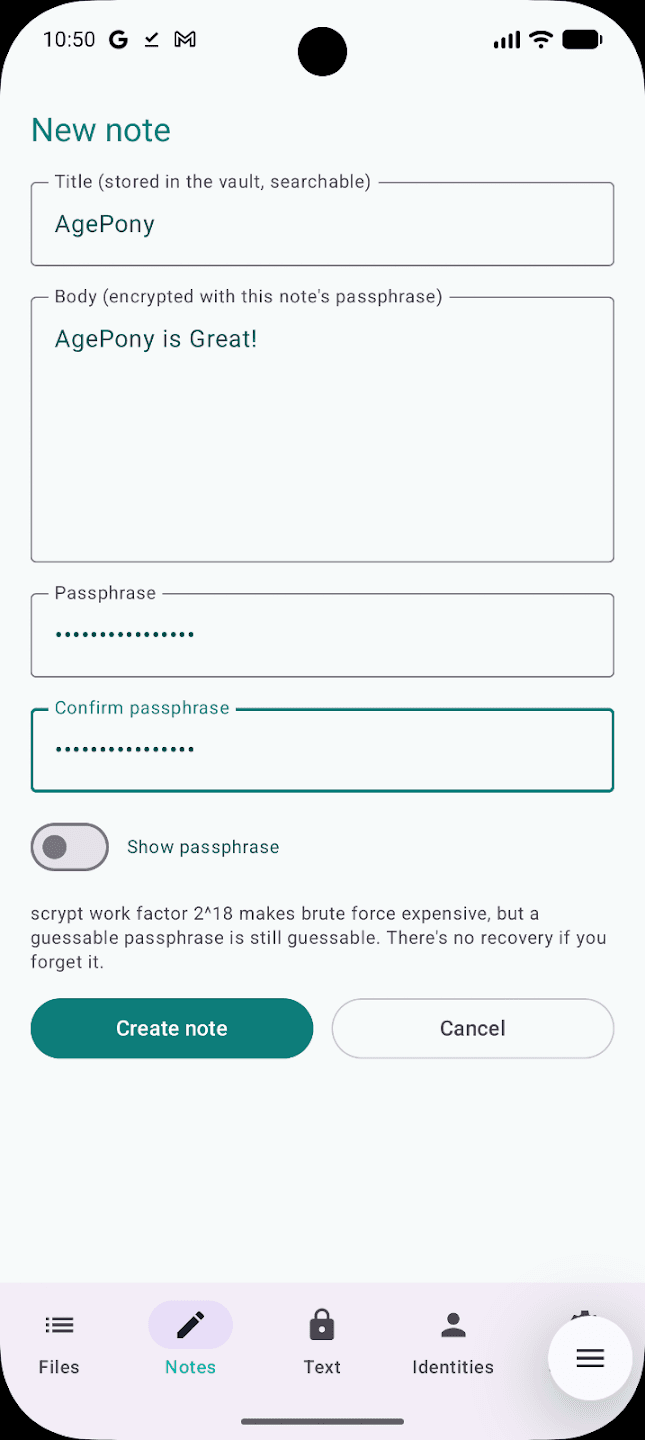 Скриншот 1 — AgePony: Encrypt & Sign