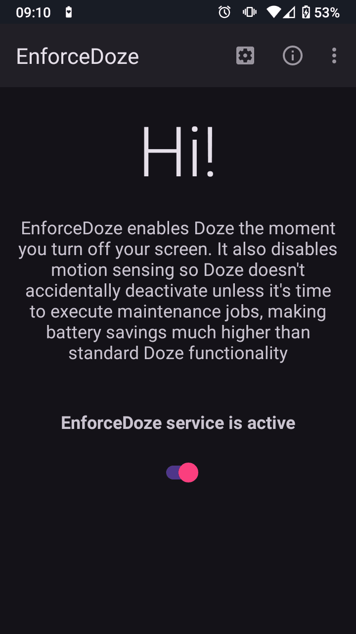 Скриншот 1 — EnforceDoze