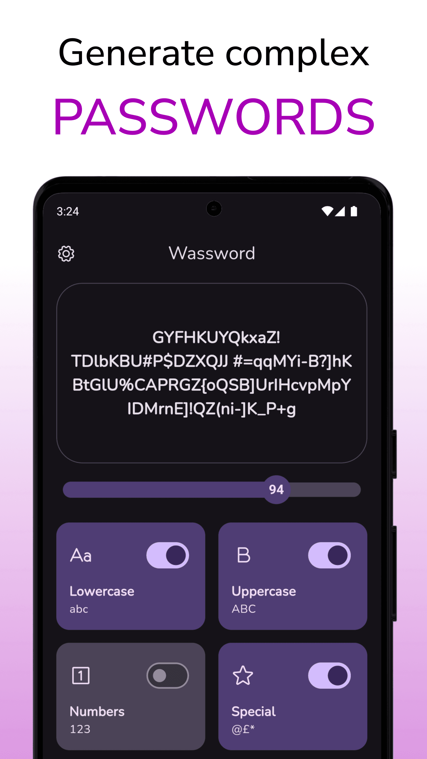 Скриншот 1 — Wassword - Wonderful Password Generator