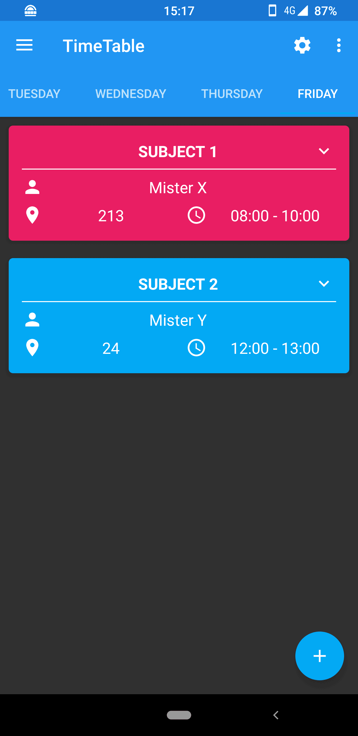 Скриншот 1 — Timetable