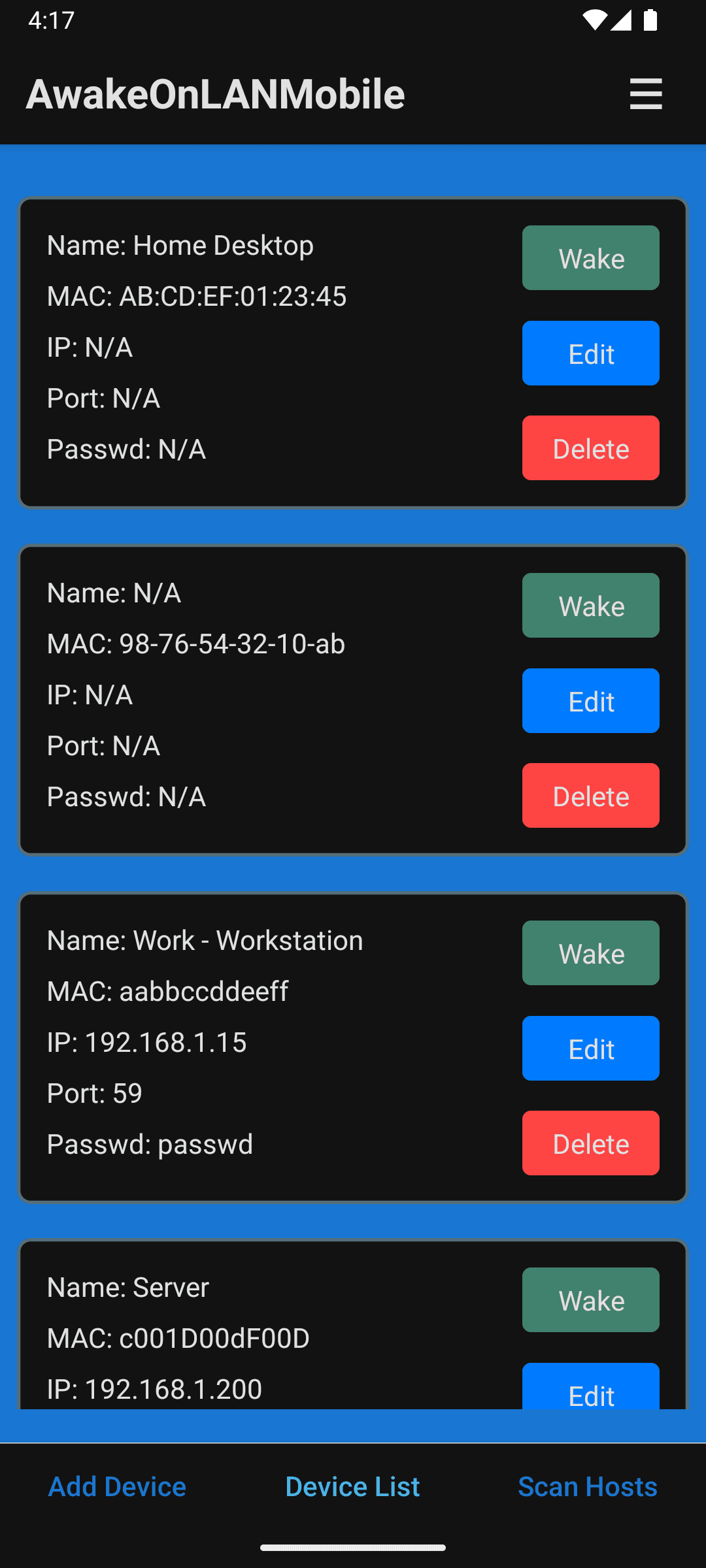Скриншот 2 — AwakeOnLANMobile