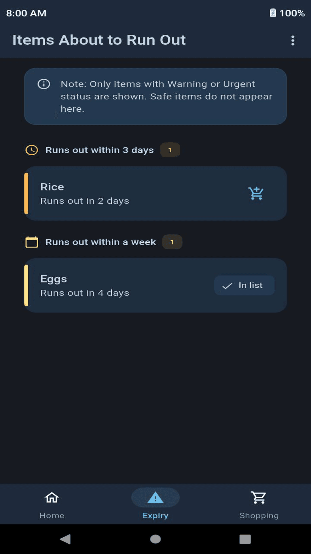 Скриншот 2 — Baly Groceries Tracker
