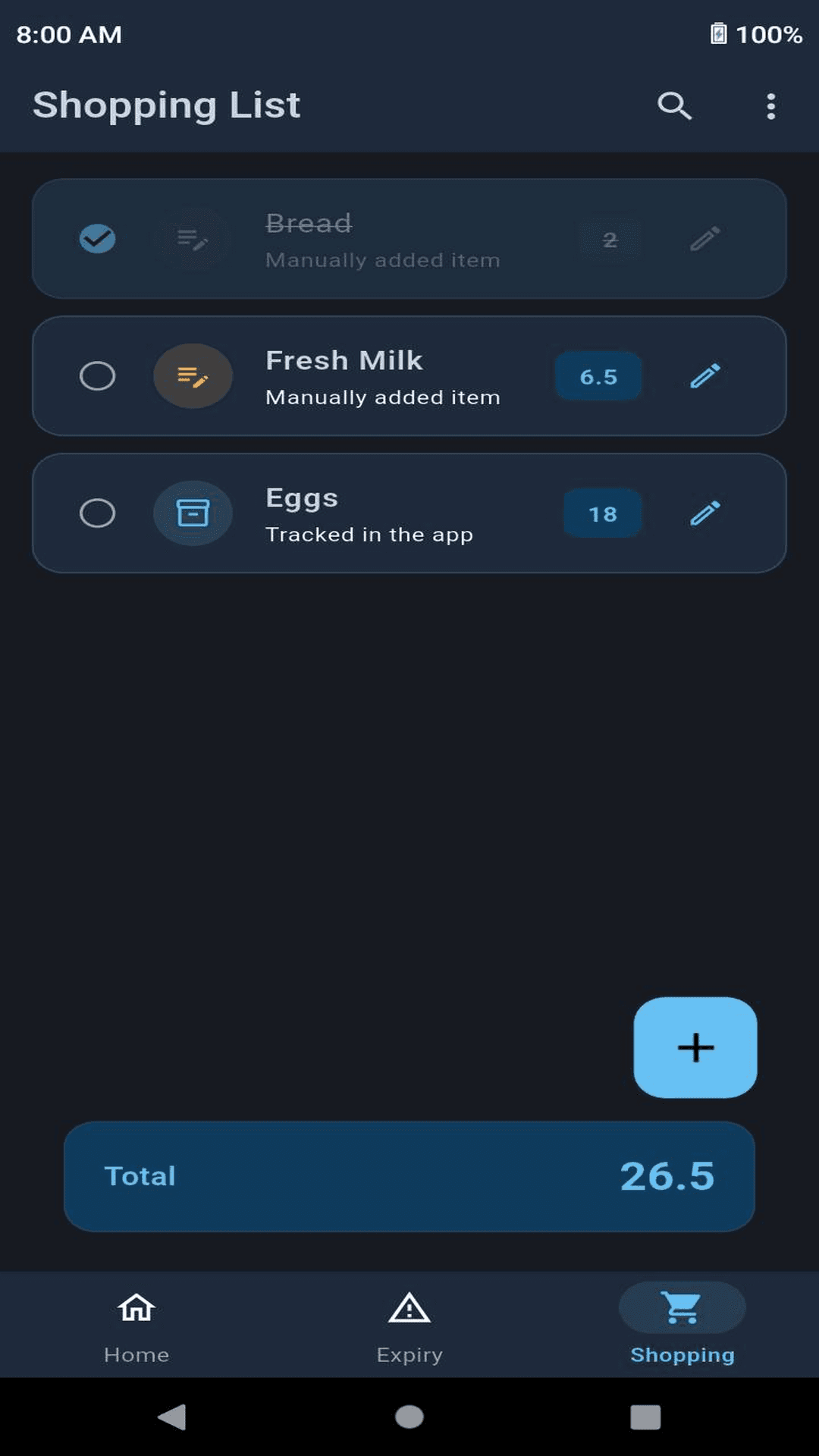 Скриншот 3 — Baly Groceries Tracker