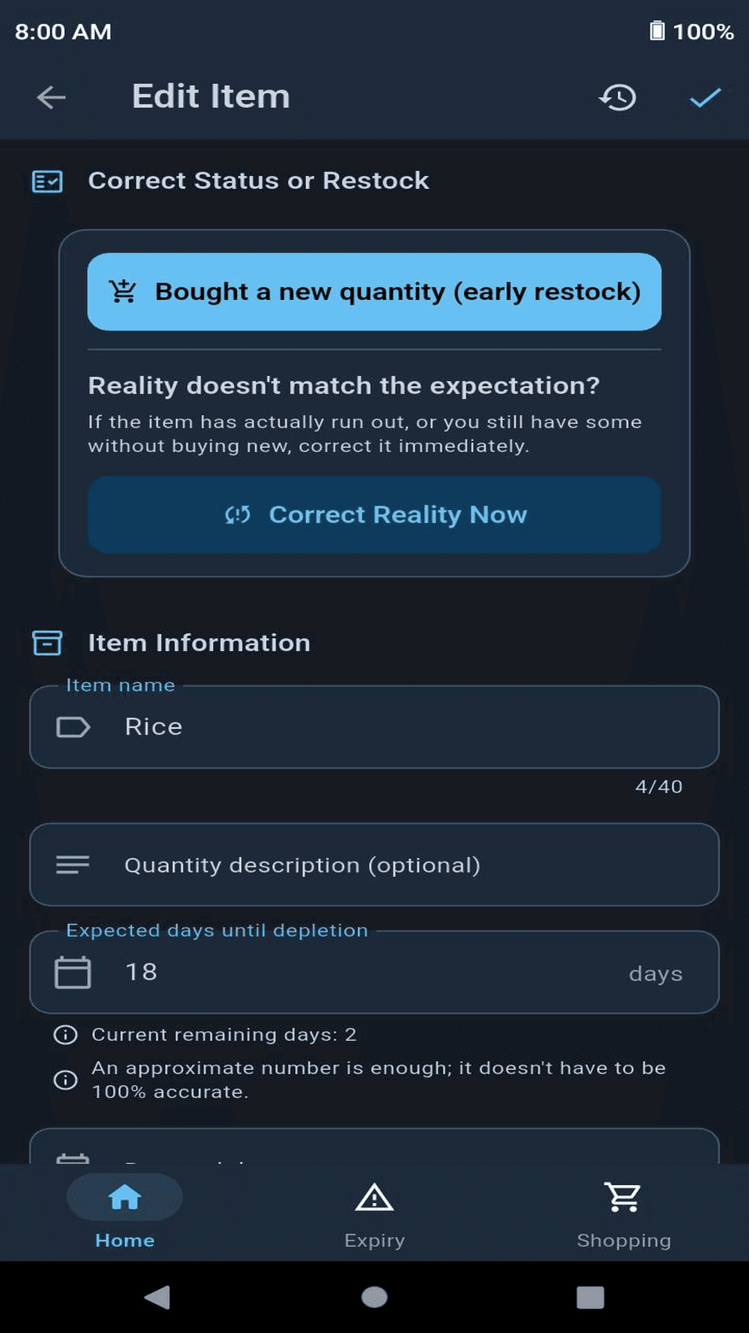 Скриншот 4 — Baly Groceries Tracker