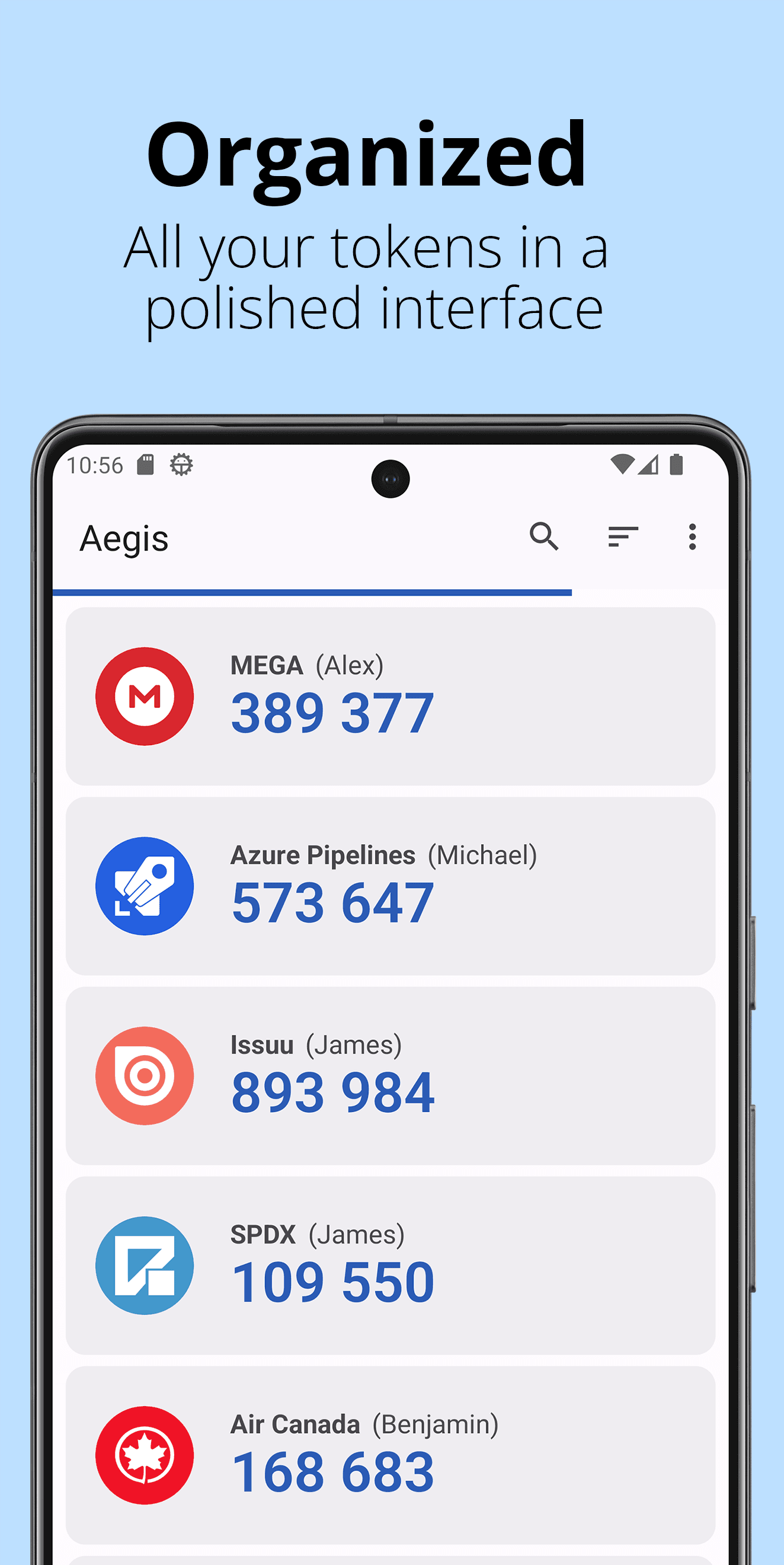 Скриншот 1 — Aegis Authenticator