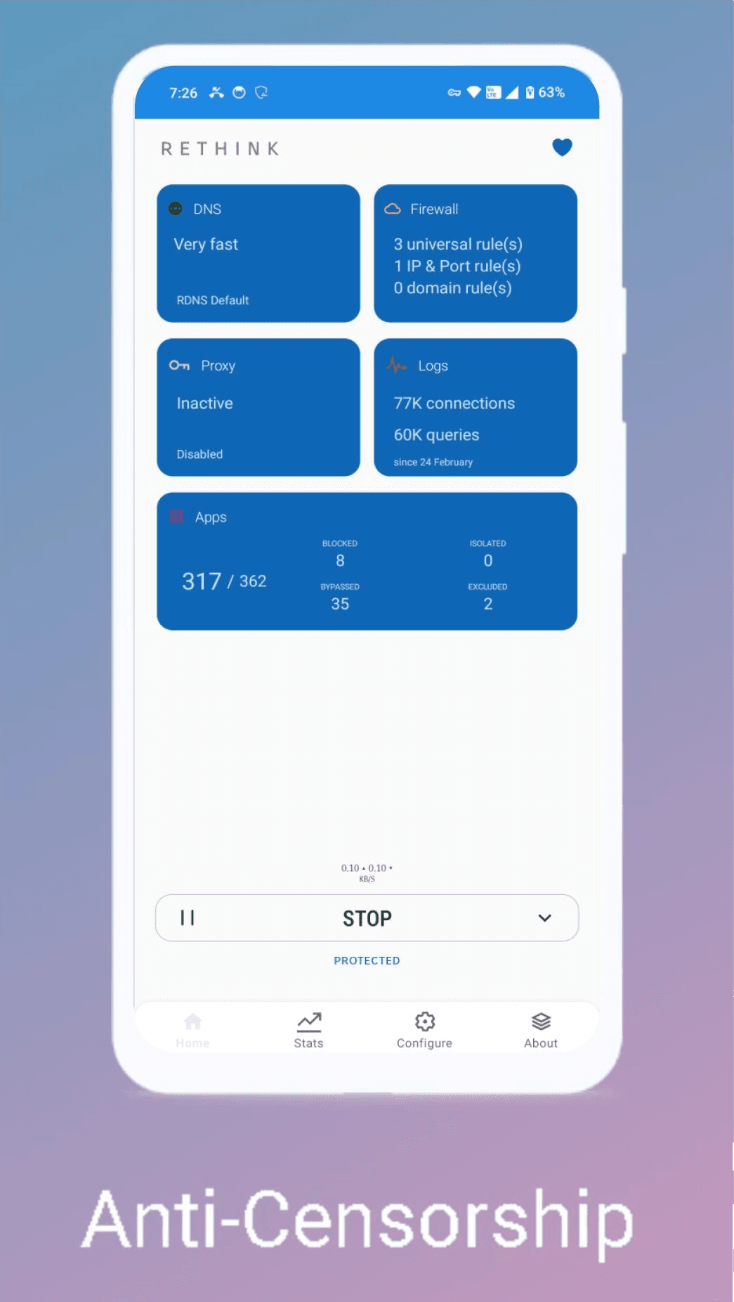 Скриншот 2 — Rethink: DNS + Firewall + VPN