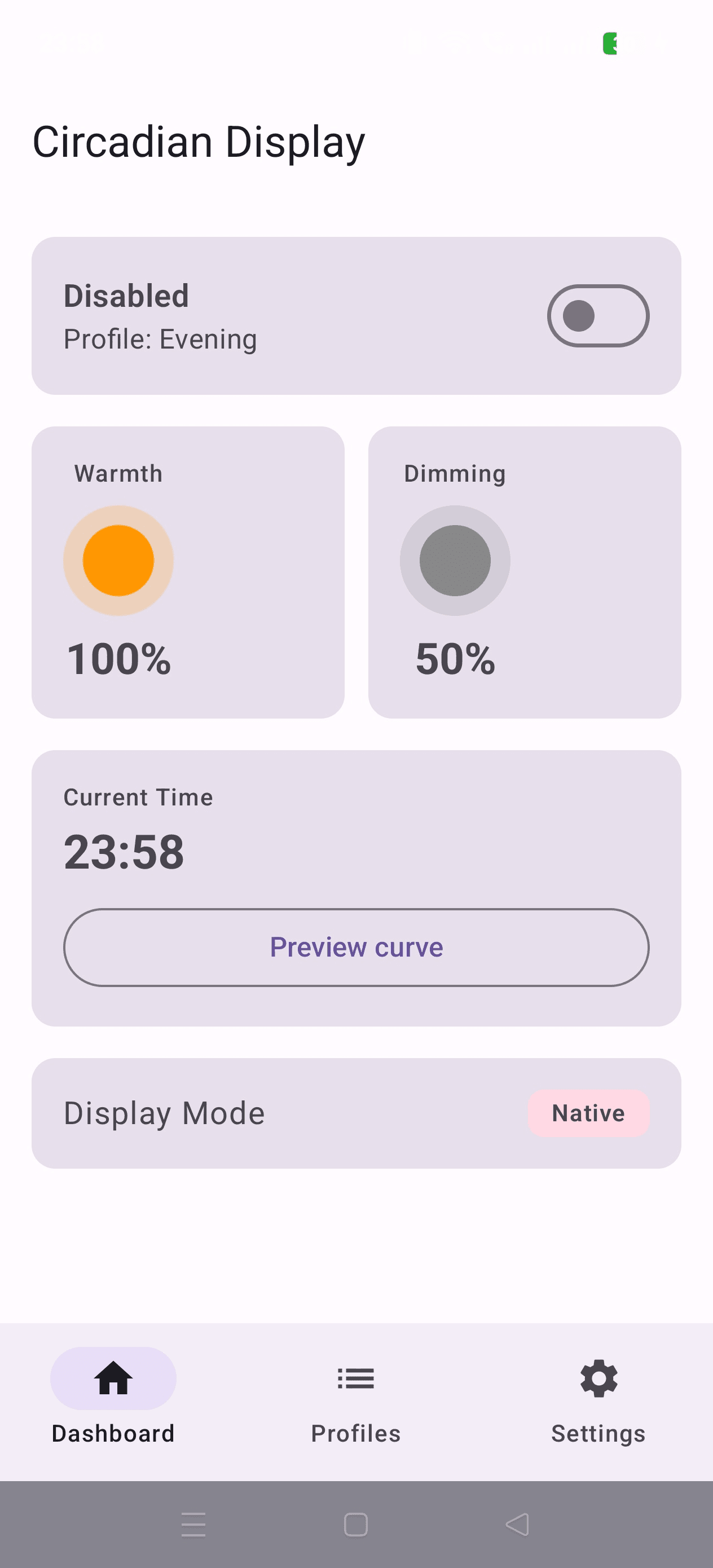 Скриншот 1 — Circadian Display