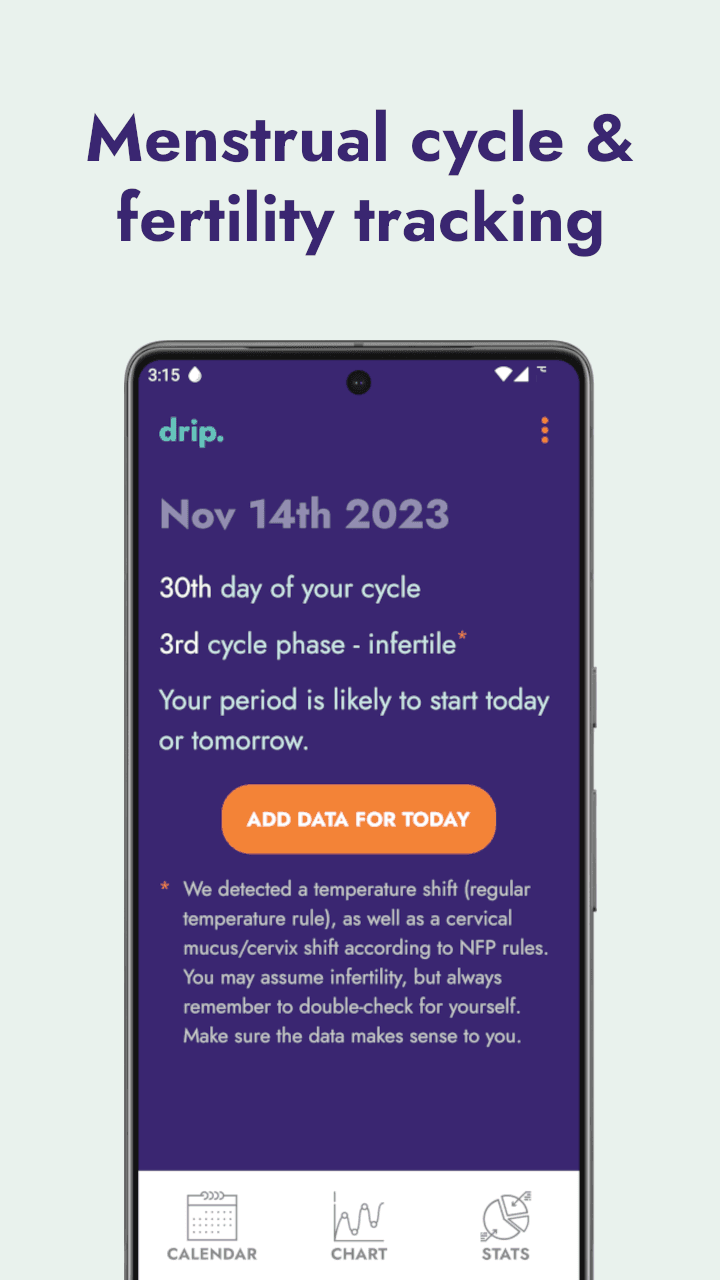Скриншот 1 — drip period & cycle tracker