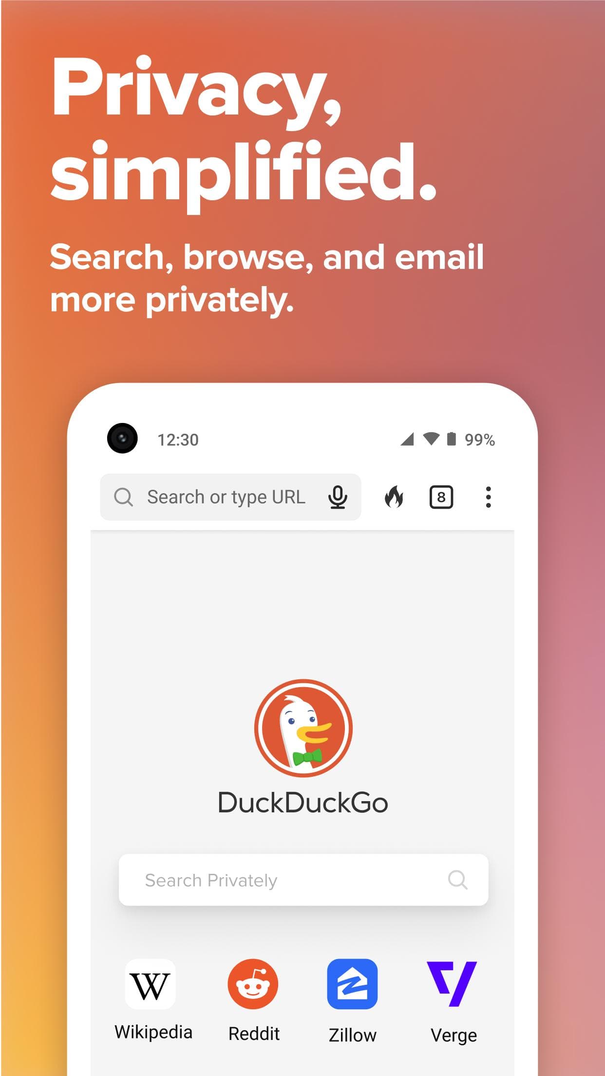 Скриншот 1 — DuckDuckGo Privacy Browser