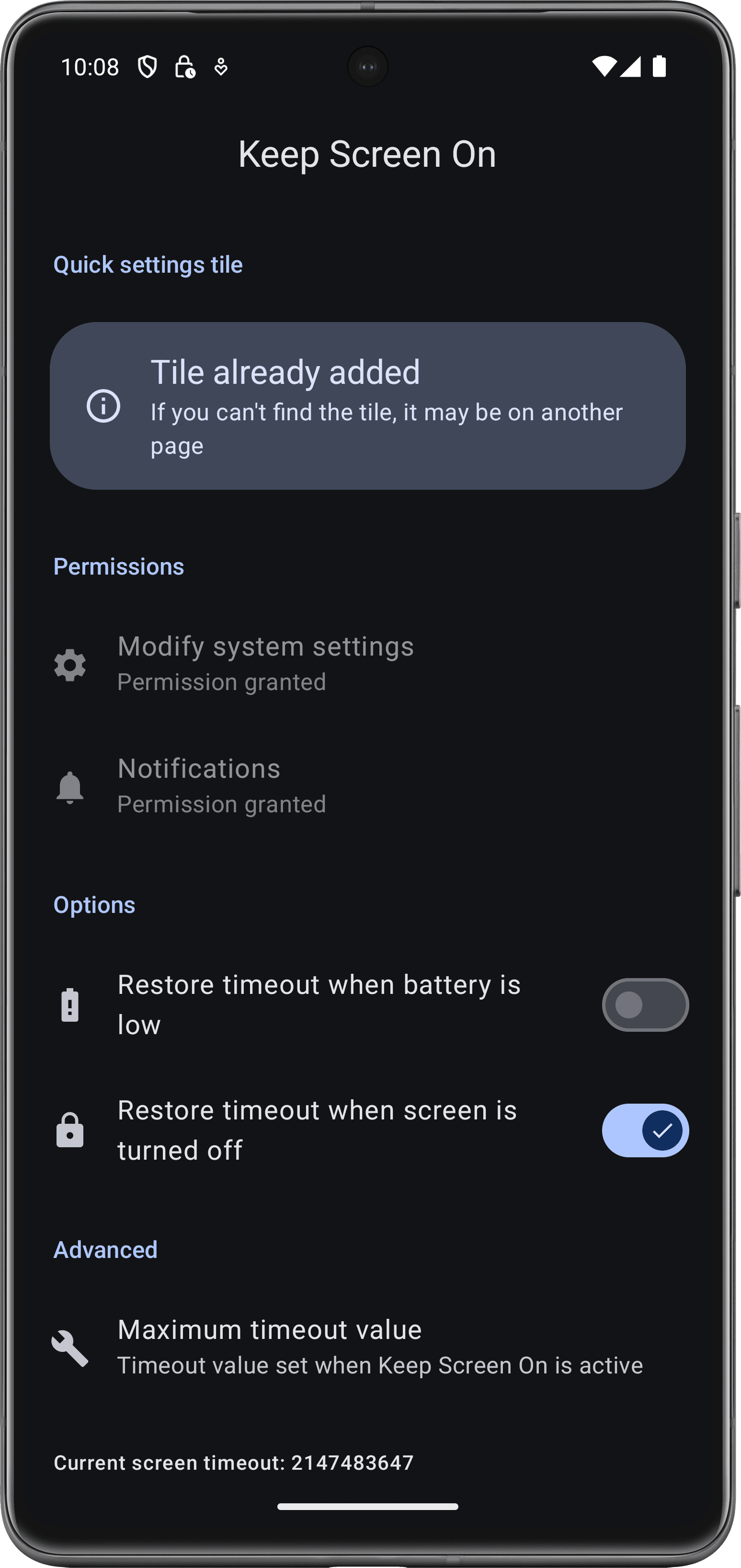 Скриншот 5 — Keep Screen On