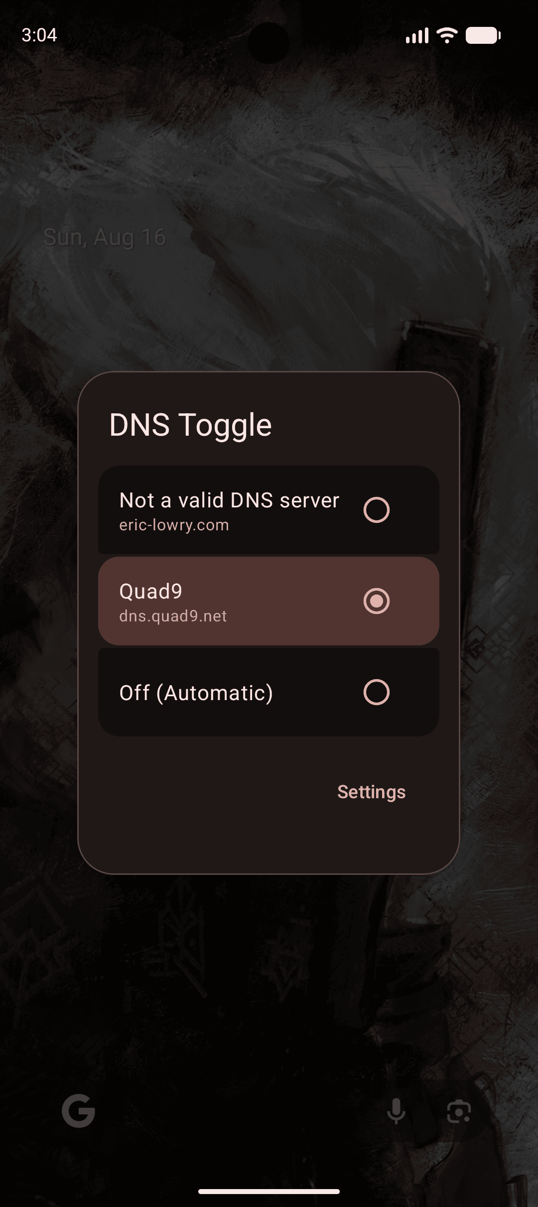 Скриншот 1 — DNS Toggle