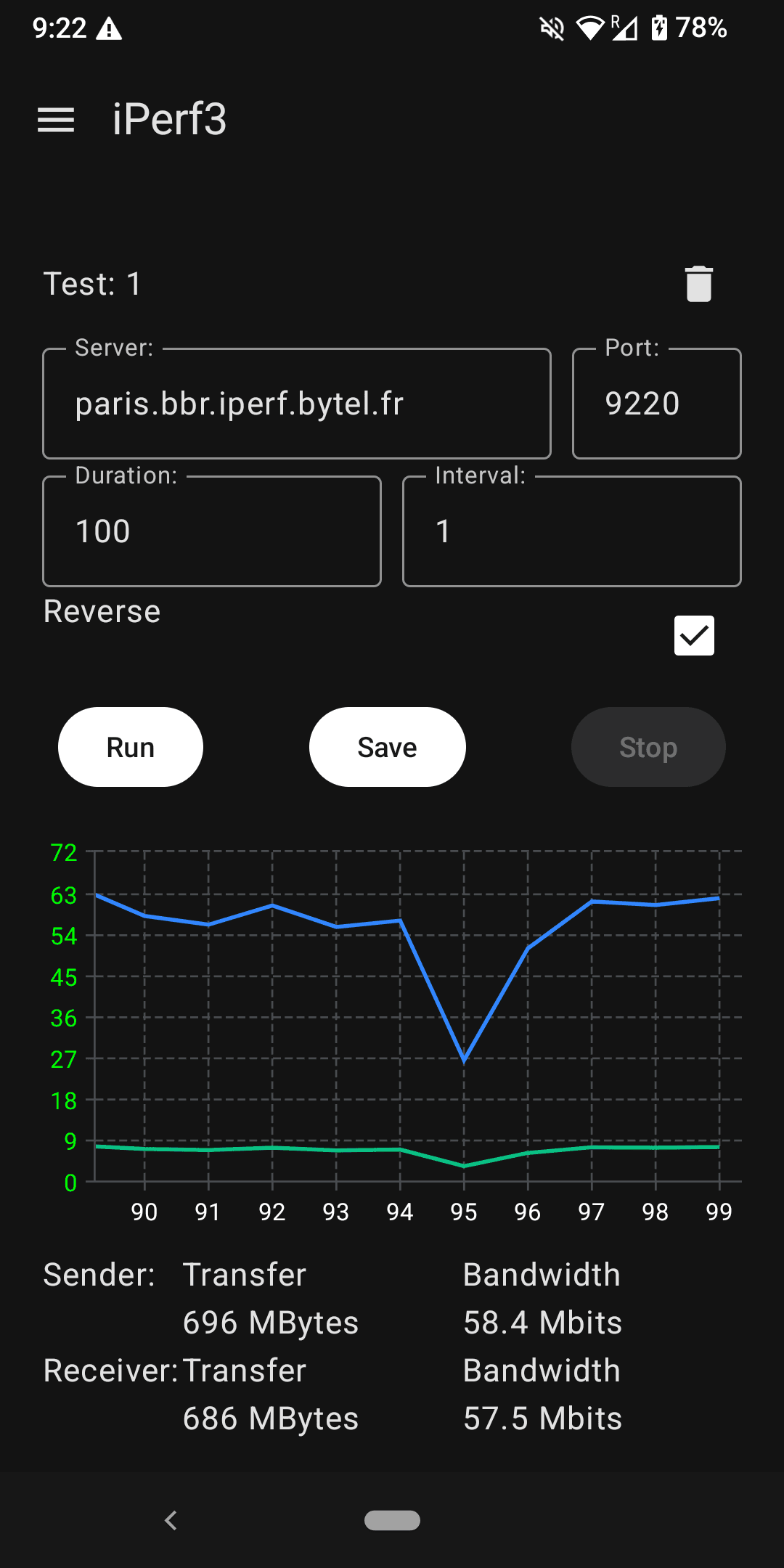 Скриншот 1 — IPerf3Client