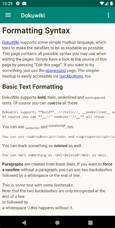 Скриншот 3 — Dokuwiki Android