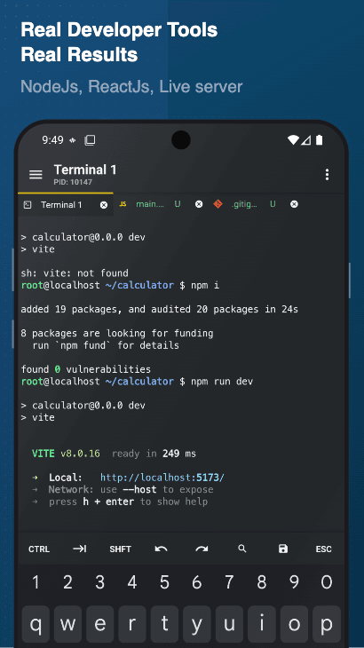Скриншот 4 — Acode IDE: Terminal & AI Code