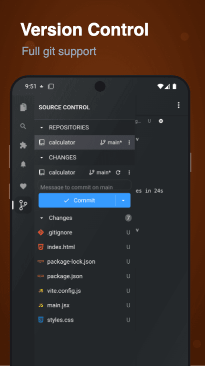 Скриншот 5 — Acode IDE: Terminal & AI Code