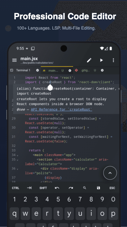 Скриншот 6 — Acode IDE: Terminal & AI Code