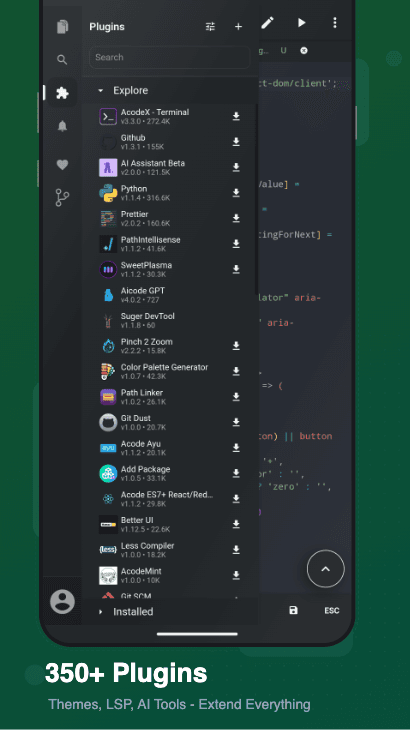Скриншот 7 — Acode IDE: Terminal & AI Code