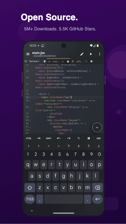 Скриншот 8 — Acode IDE: Terminal & AI Code