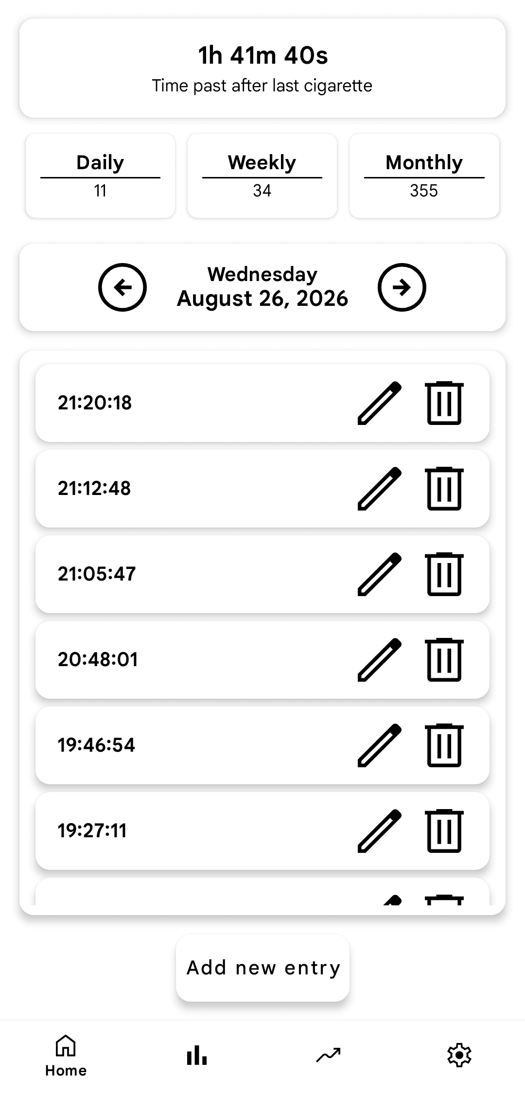 Скриншот 1 — Smoking Tracker