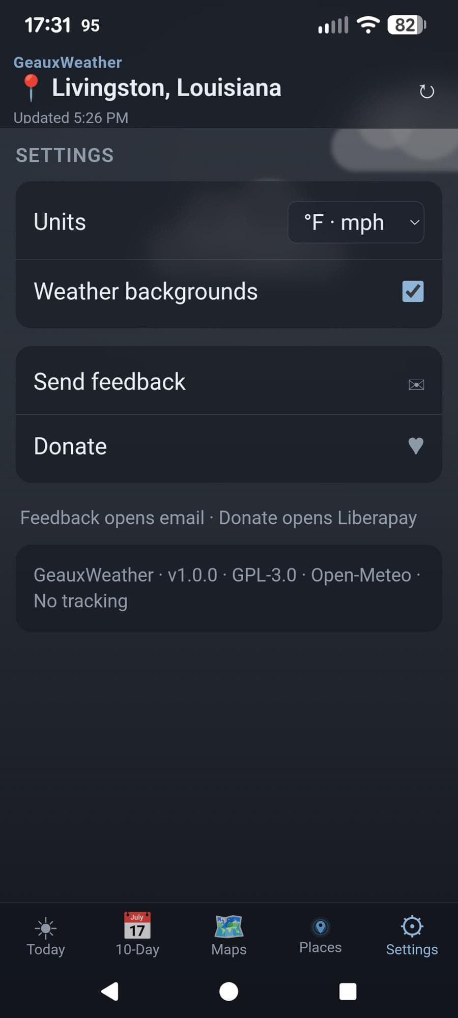 Скриншот 1 — GeauxWeather