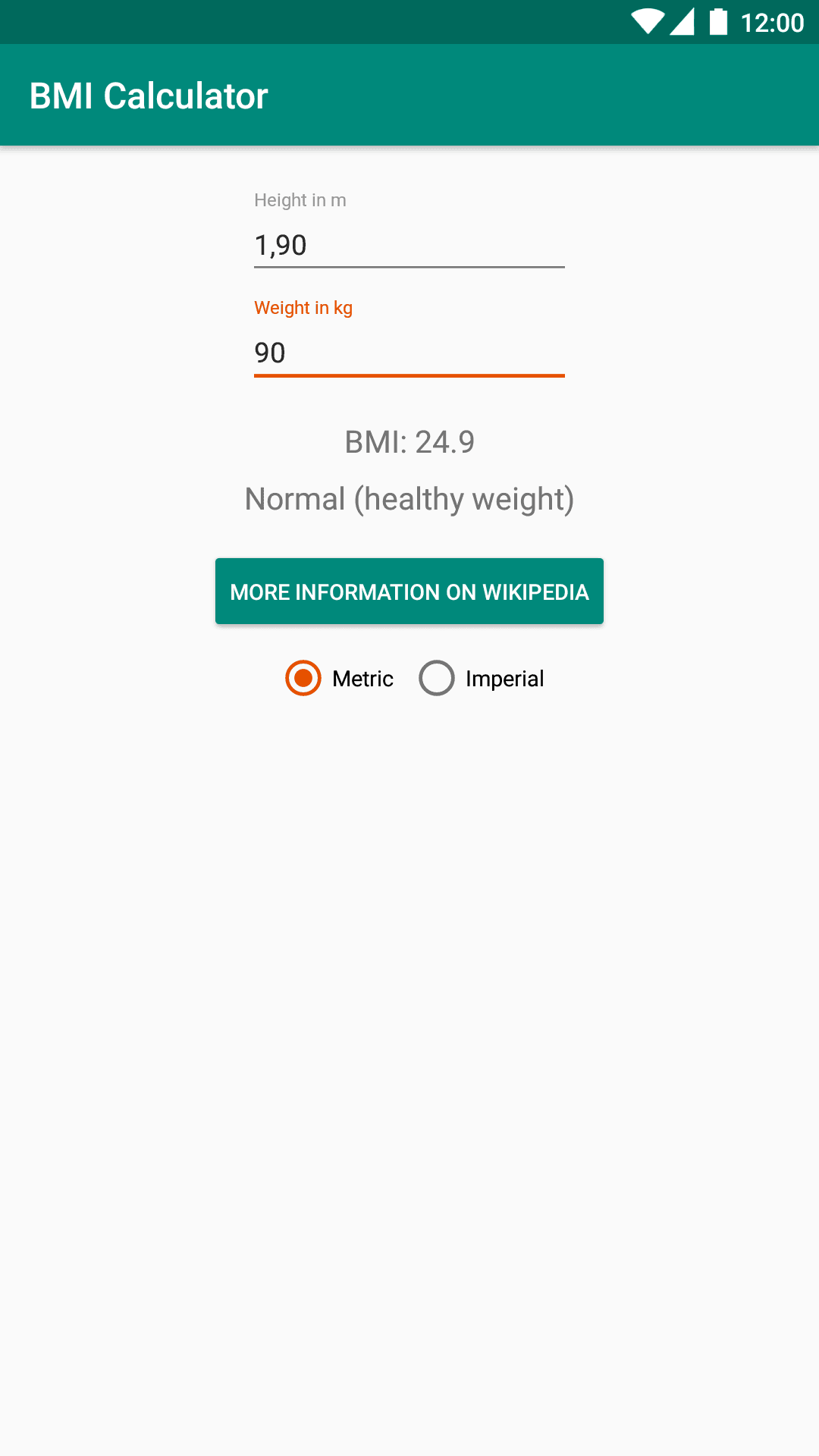 Скриншот 1 — BMI Calculator